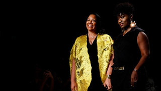 Korto Momolu (r) and Women Grow Chairwoman of the Board of Managers and CEO Dr. Chanda Macias